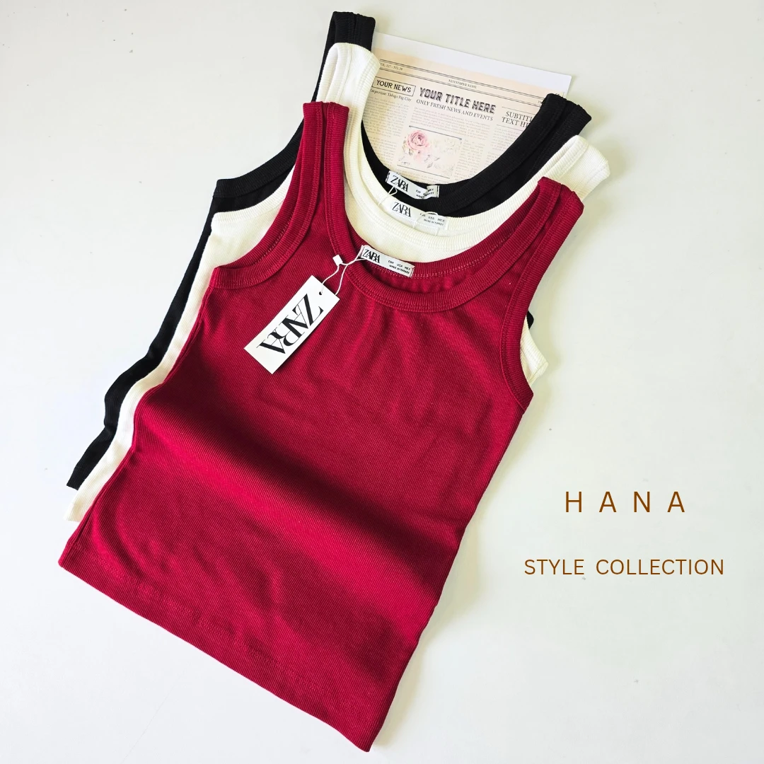 تاپ رکابی کبریتی دخترانه از برند زارا در سه رنگ زرشکی، سفید و مشکی مناسب استایل مینیمال - لباس زنانه شیک