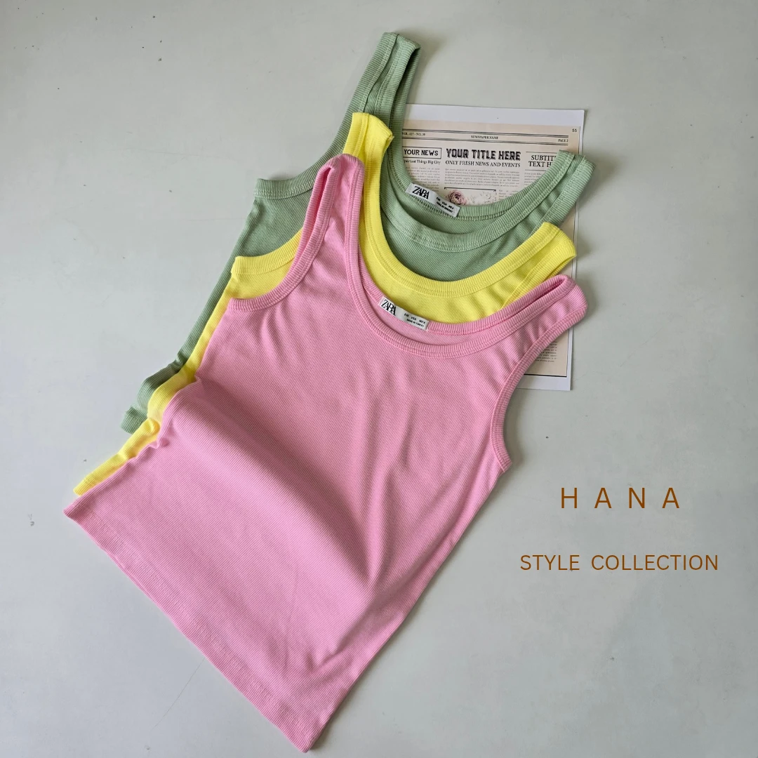 تاپ رکابی کبریتی زنانه از برند زارا در سه رنگ صورتی، کره ای و ماچا مناسب استایل مینیمال - لباس دخترانه