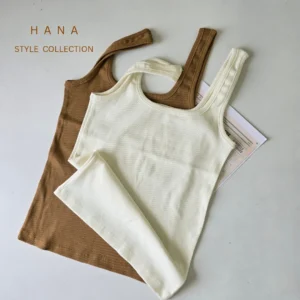 تاپ یقه خشتی کبریتی قواره آزاد دخترانه در دو رنگ سفید و قهوه ای - لباس زنانه شیک