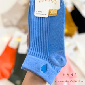 جوراب مچی کبریتی دخترانه آبی با گلدوزی قلب- لباس زنانه