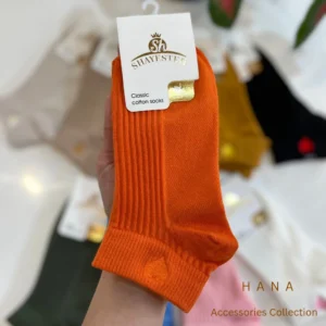 جوراب مچی کبریتی زنانه نارنجی با گلدوزی قلب- لباس دخترانه