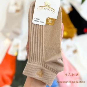 جوراب مچی کبریتی دخترانه کرم با گلدوزی قلب- لباس دخترانه مینیمال