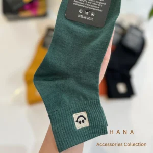 جوراب سبز سوپرنخ نیم ساق زنانه و مردانه طرح لبخند- لباس زنانه
