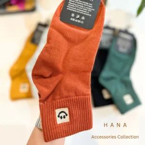 جوراب نارنجی سوپرنخ نیم ساق زنانه و مردانه طرح لبخند- لباس زنانه