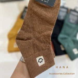 جوراب قهوه ای سوپرنخ نیم ساق زنانه و مردانه طرح لبخند- لباس مردانه