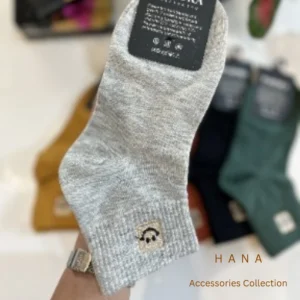 جوراب طوسی سوپرنخ نیم ساق زنانه و مردانه طرح لبخند- لباس مردانه