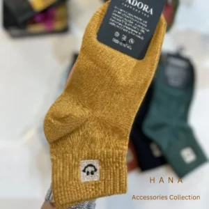 جوراب زرد سوپرنخ نیم ساق دخترانه و پسرانه طرح لبخند- لباس دخترانه