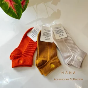 جوراب مچی کبریتی زنانه با گلدوزی قلب در رنگبندی کرم، خردلی، نارنجی- لباس دخترانه