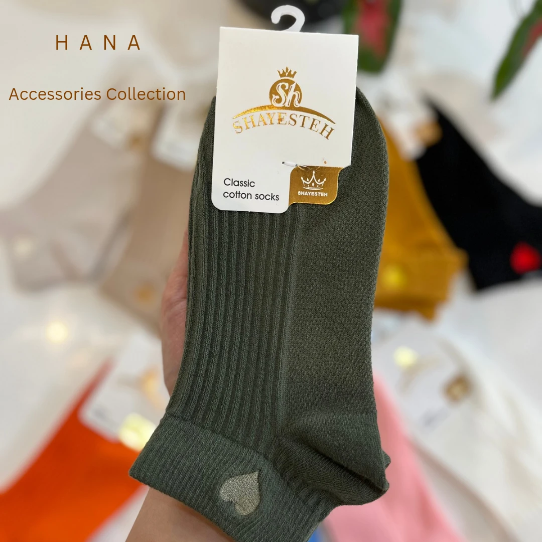 جوراب مچی کبریتی دخترانه سبز با گلدوزی قلب- لباس زنانه شیک