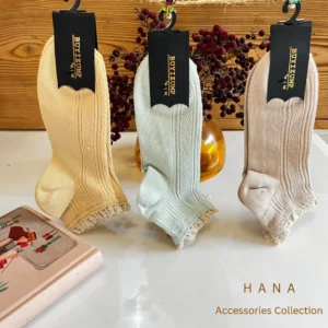 جوراب مچی لبه گیپور کبریتی زنانه در سه رنگ کرم، سبز، زرد- لباس دخترانه