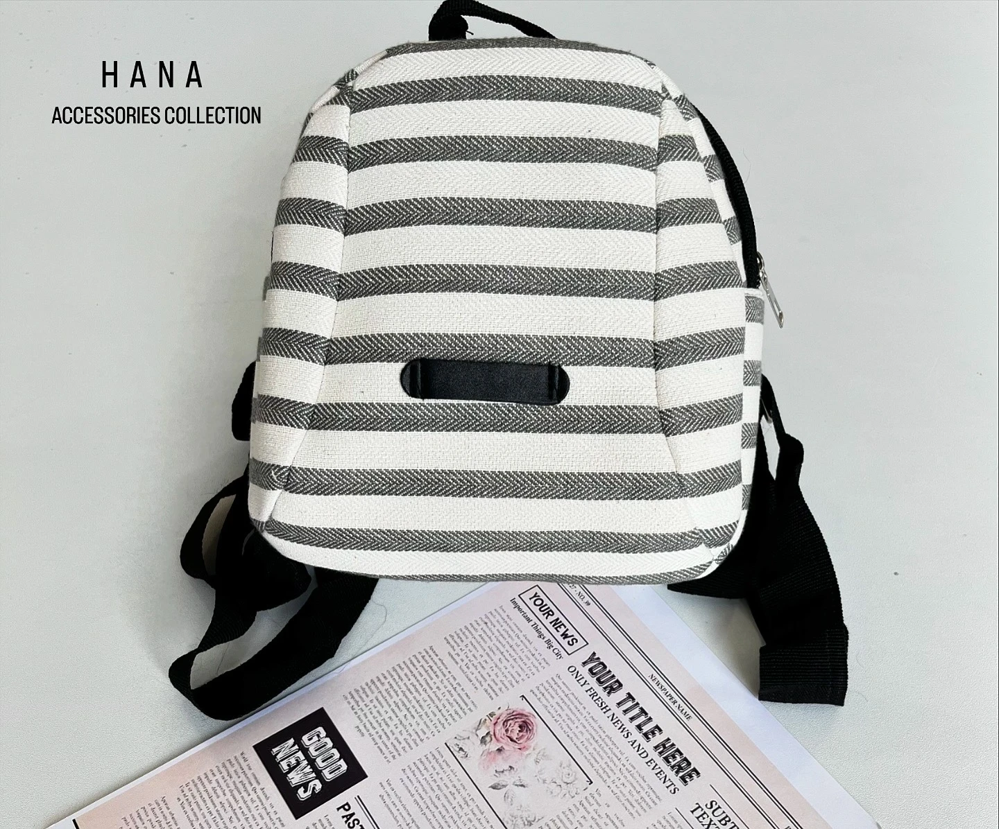 کوله پشتی کتان راه راه زنانه مناسب استایل مینیمال- لباس دخترانه شیک