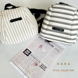 کوله پشتی کتان راه راه دخترانه مناسب استایل مینیمال- لباس دخترانه