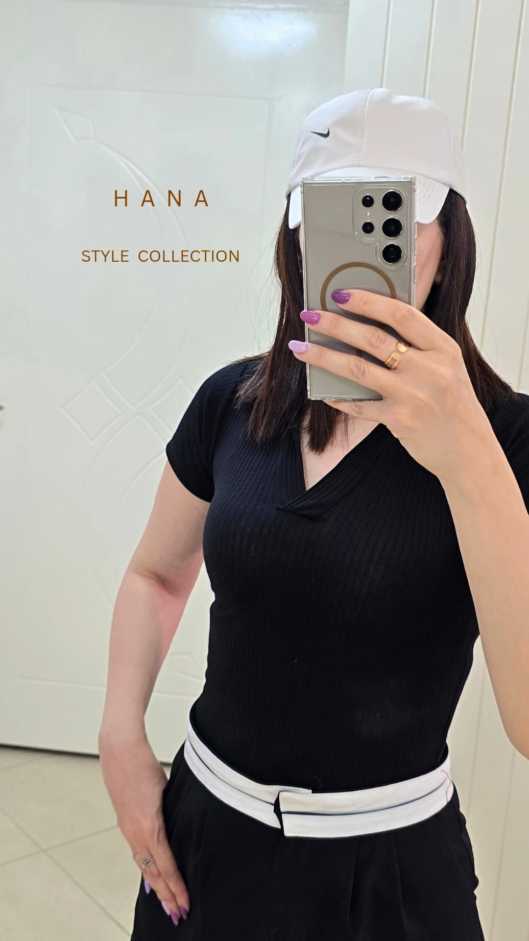 تیشرت کراپ یقه شکاری مشکی