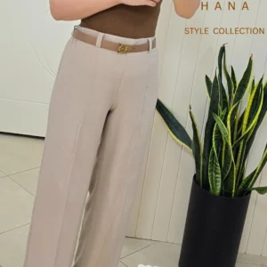 تنخور شلوار زنانه لینن اسلپ کرم برای استایل مینیمال- لباس دخترانه شیک