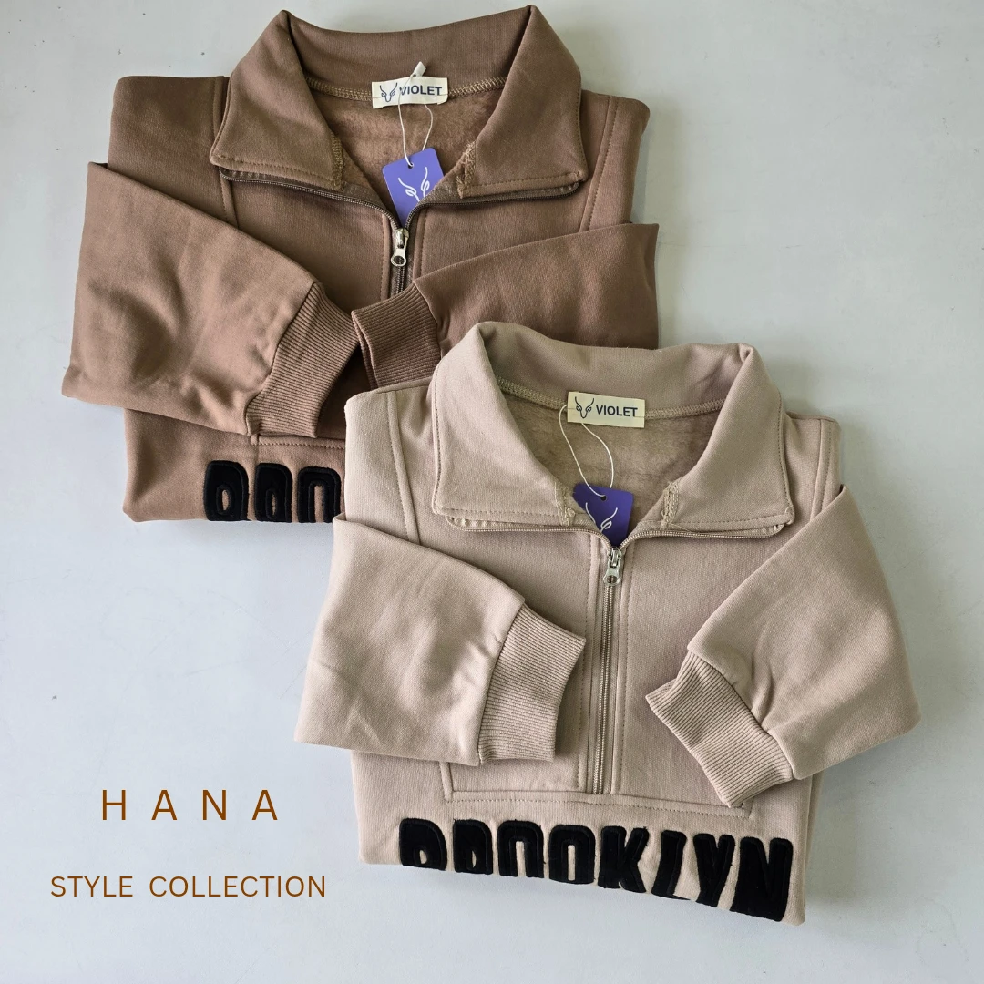 دورس نیم زیپ سه نخ داخل کرک زنانه در دو رنگ کرم و قهوه ای- لباس زنانه پاییزه