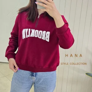 تنخور دورس چری نیم زیپ سه نخ داخل کرک زنانه مناسب پاییز و زمستان- لباس دخترانه