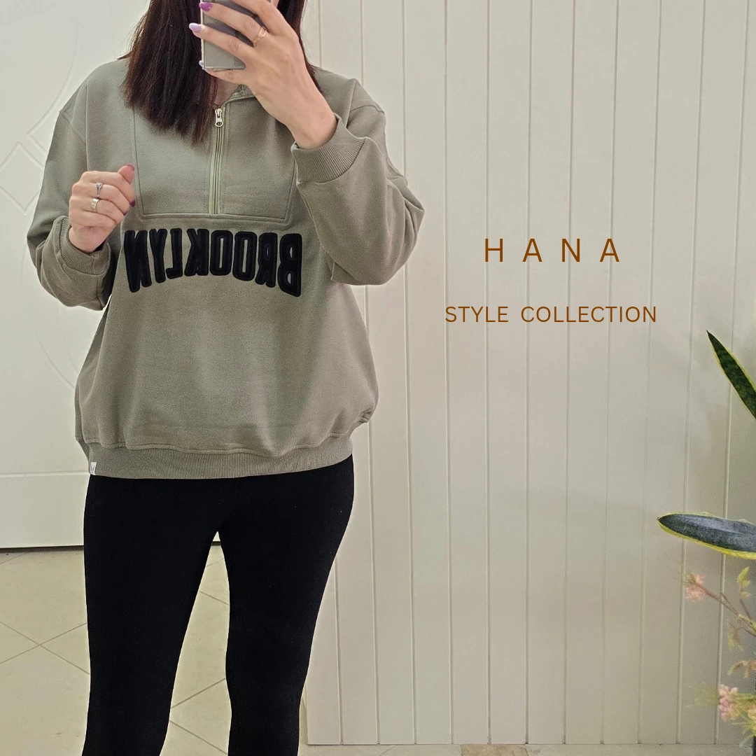 تنخور دورس سبز نیم زیپ سه نخ داخل کرک دخترانه برای استایل پاییزه- لباس دخترانه مینیمال