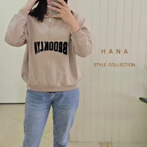 تنخور دورس کرم نیم زیپ سه نخ کرک دار دخترانه برای استایل زمستانی- لباس زنانه