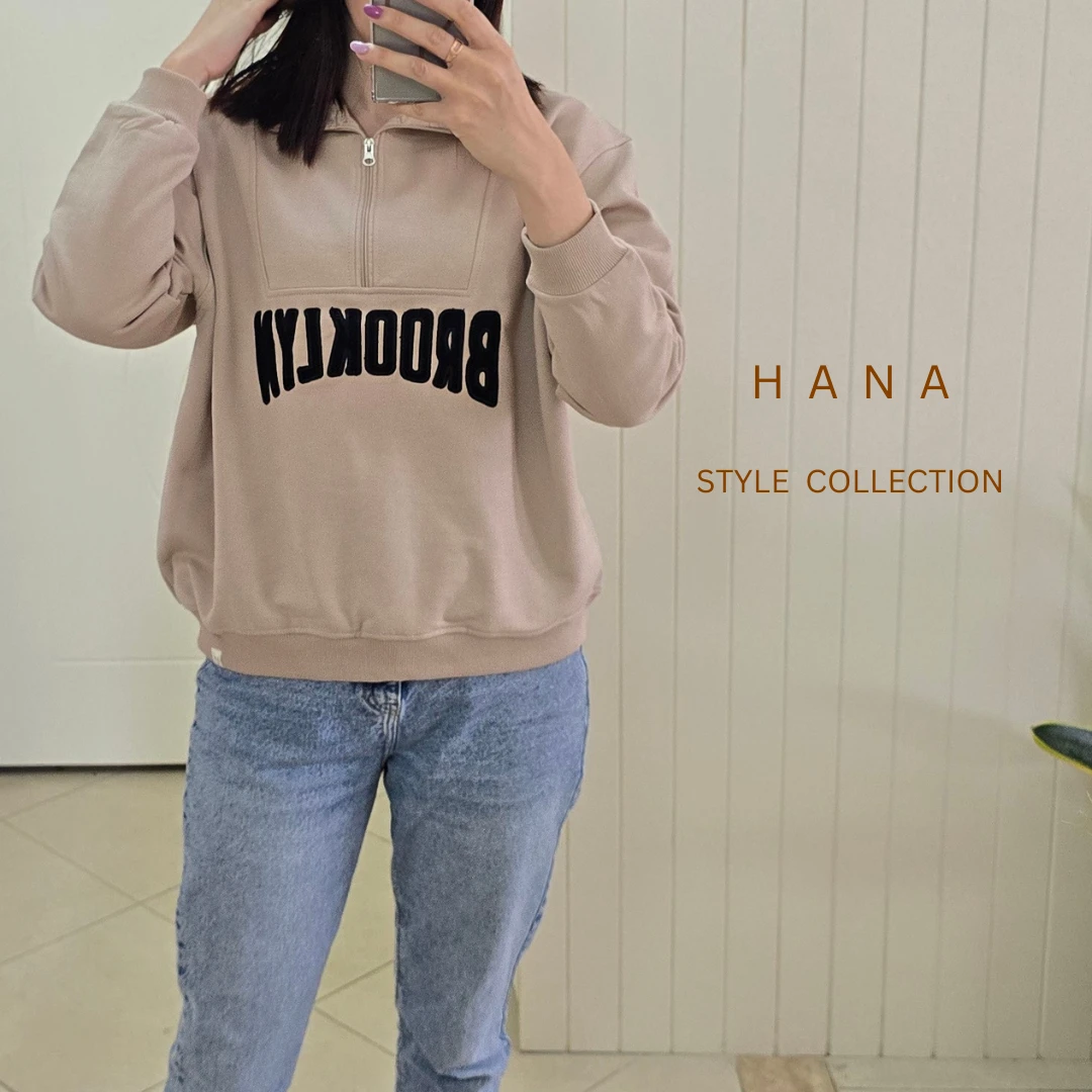 تنخور دورس کرم نیم زیپ سه نخ کرک دار دخترانه برای استایل زمستانی- لباس زنانه