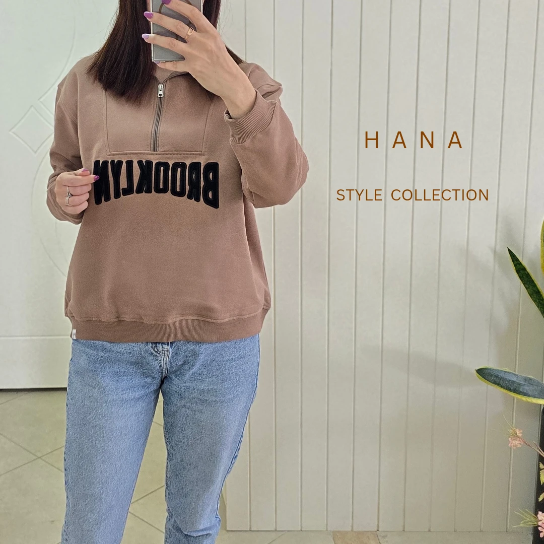 تنخور دورس نسکافه ای نیم زیپ سه نخ داخل کرک زنانه- لباس دخترانه