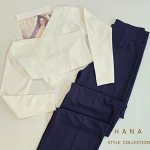 تنخور بلوز کراپ سفید چپ و راستی آستین بلند زنانه مناسب استایل مینیمال- لباس دخترانه