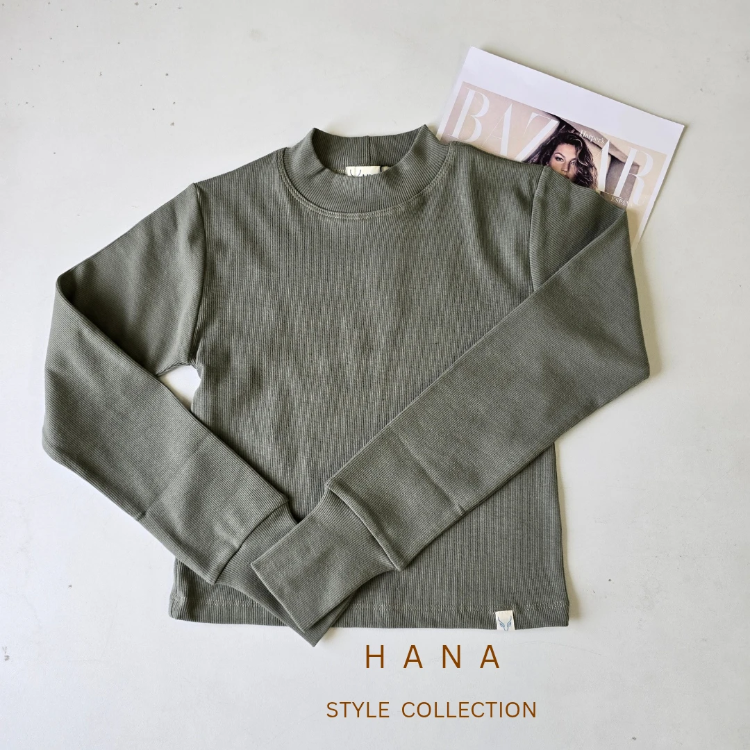 بلوز کراپ سبز آستین بلند یقه ایستاده آستین فینگردار زنانه- لباس دخترانه