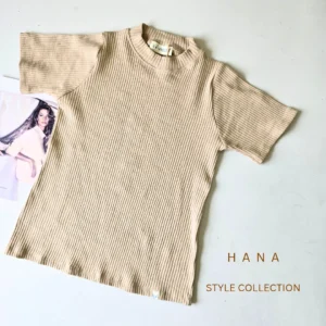 تیشرت کرم یقه ایستاده کبریتی زنانه مناسب فصل پاییز- لباس دخترانه