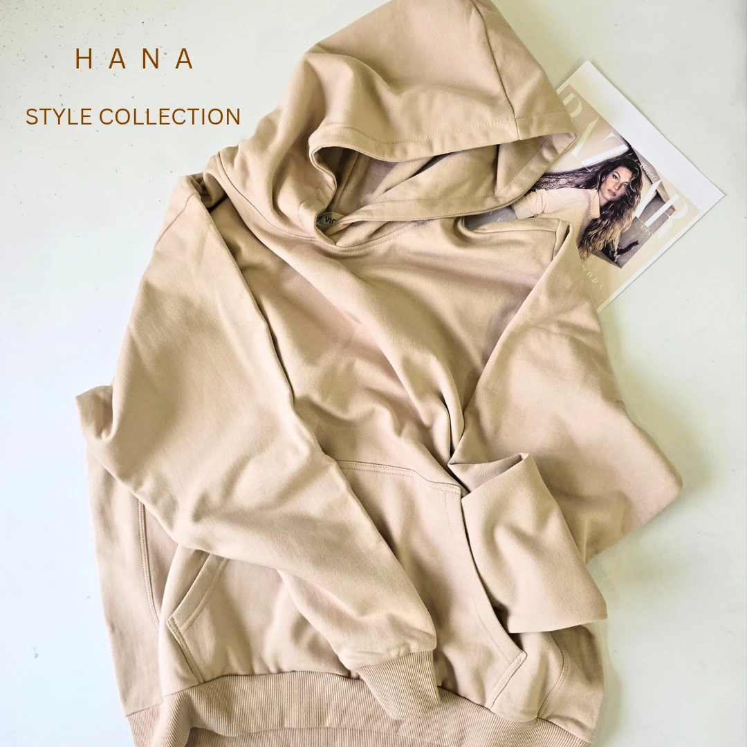 هودی کرم کلاه دار دورس سه نخ داخل کرک دخترانه- لباس زنانه