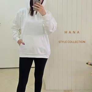 تنخور هودی سفید کلاهدار دورس سه نخ داخل کرک زنانه- لباس دخترانه