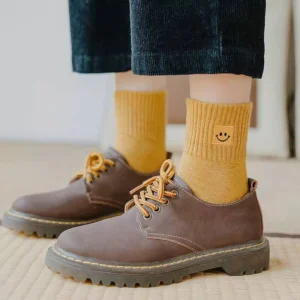 تنخور جوراب نیم ساق زرد دخترانه طرح لبخند- لباس زنانه