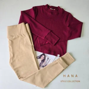 ست لگ کبریتی توکرک با کراپ آستین بلند فینگردار زنانه- لباس دخترانه شیک