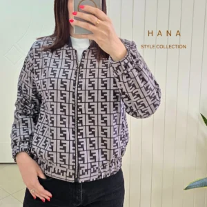 تنخور بامبرجکت طوسی میکرو مخملی آستردار طرحدار زنانه با طرح ورساچه مناسب فصل پاییز- لباس زنانه شیک