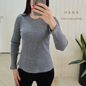 بلوز یقه گرد طوسی