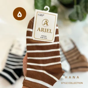 جوراب مچی سفید قهوه ای طرحدار دخترانه با طرح رینگی- لباس زنانه شیک