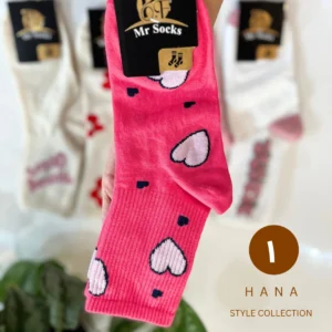 جوراب ساق دار صورتی سوپرپنبه طرحدار دخترانه با طرح قلبی- لباس زنانه