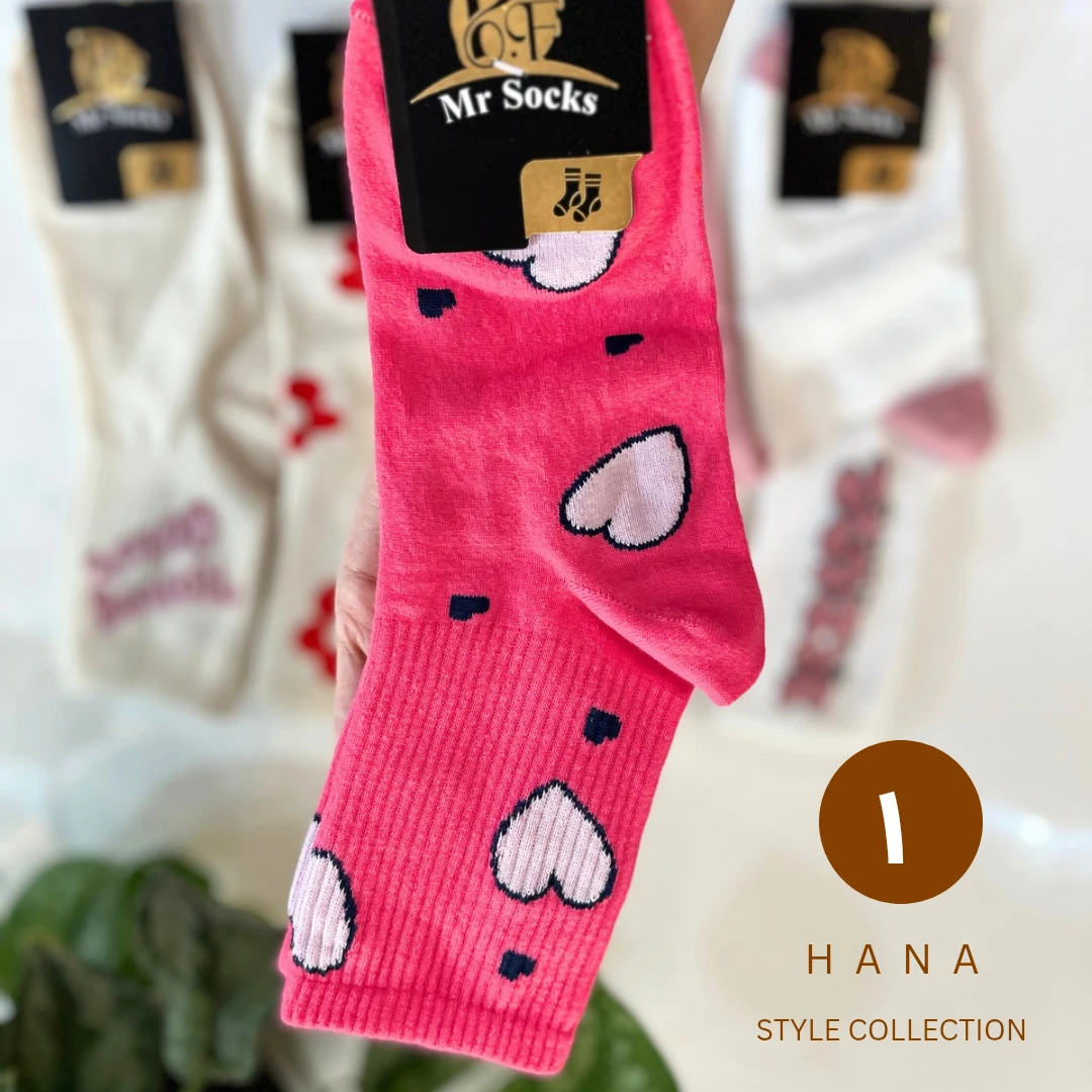 جوراب ساق دار صورتی سوپرپنبه طرحدار دخترانه با طرح قلبی- لباس زنانه