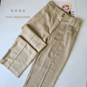 شلوار کرم کتان زنانه هانا استایل مناسب فصل پاییز و بهار- لباس دخترانه