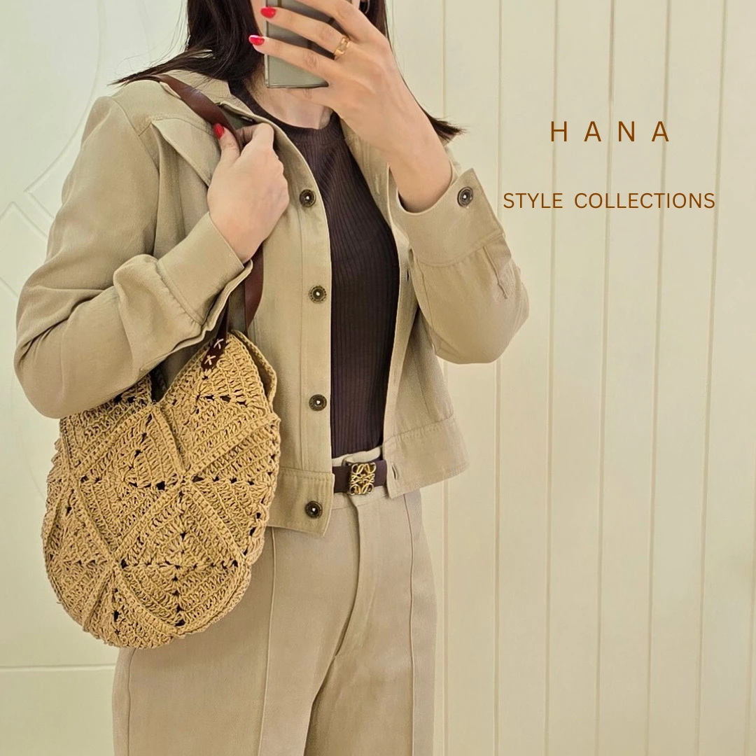 تنخور کیف رافیا دسته چرم هانا استایل مناسب استایل تابستون و بهار- لباس زنانه شیک