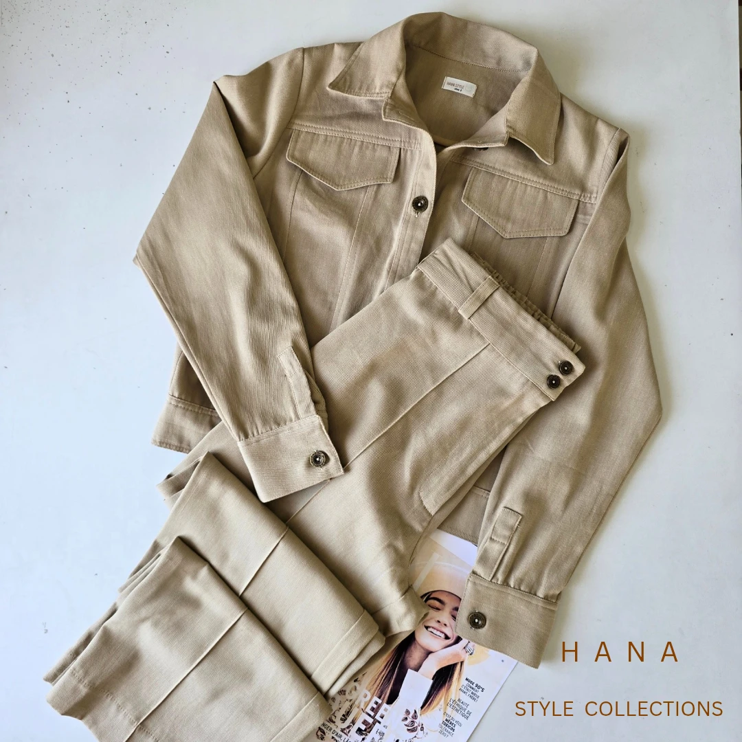 ست کت و شلوار کرم کتان زنانه هانا استایل مناسب استایل شیک و مجلسی- لباس دخترانه مینیمال