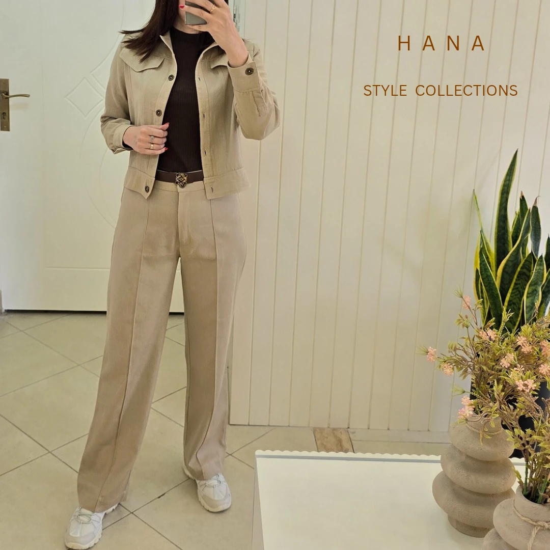 تنخور کت و شلوار کرم کتان زنانه هانا استایل مناسباستایل شیک و مجلسی- لباس دخترانه شیک