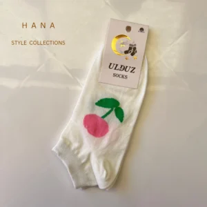 جوراب مچی سفید فانتزی نخ پنبه دخترانه- لباس دخترانه شیک