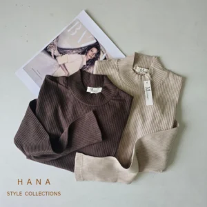 بلوز آستین بلند یقه ایستاده کبریتی زنانه در دو رنگ کرم و قهوه ای - لباس دخترانه شیک