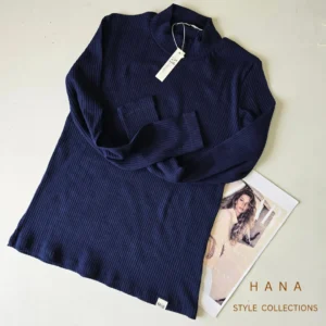 بلوز سورمه ای یقه ایستاده کبریتی زنانه - لباس دخترانه شیک