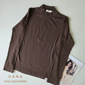 بلوز قهوه ای یقه ایستاده کبریتی زنانه - لباس دخترانه شیک