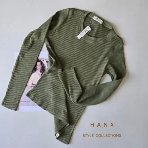 بلوز سبز یقه گرد آستین بلند کبریتی زنانه- لباس دخترانه شیک