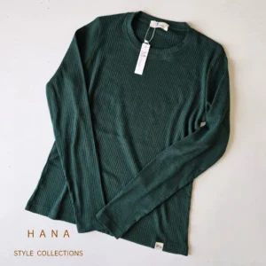 بلوز سبز کله غازی یقه گرد آستین بلند کبریتی زنانه- لباس دخترانه مینیمال