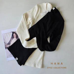 بلوز یقه گرد آستین بلند کبریتی زنانه در دو رنگ سفید و مشکی- لباس دخترانه