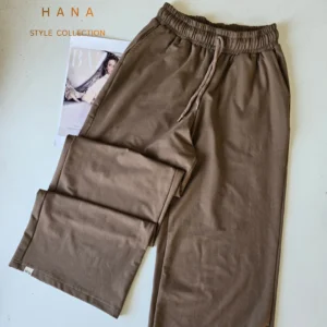 شلوار بگ زنانه گلکسی پنبه نسکافه ای مناسب استایل روزمره ، لباس دخترانه مینیمال