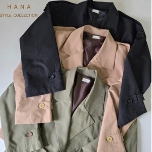 ترنچ کت آستردار و کمردار زنانه در سه رنگ سبز و مشکی و نسکافه ای- لباس دخترانه