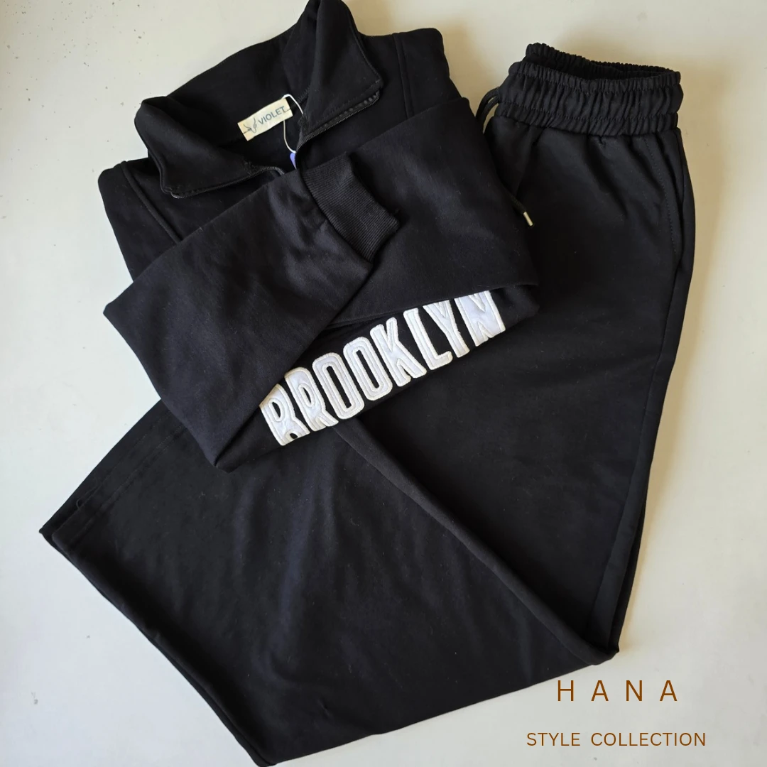 ست شلوار بگ و دورس زنانه رنگ مشکی ، لباس دخترانه شیک